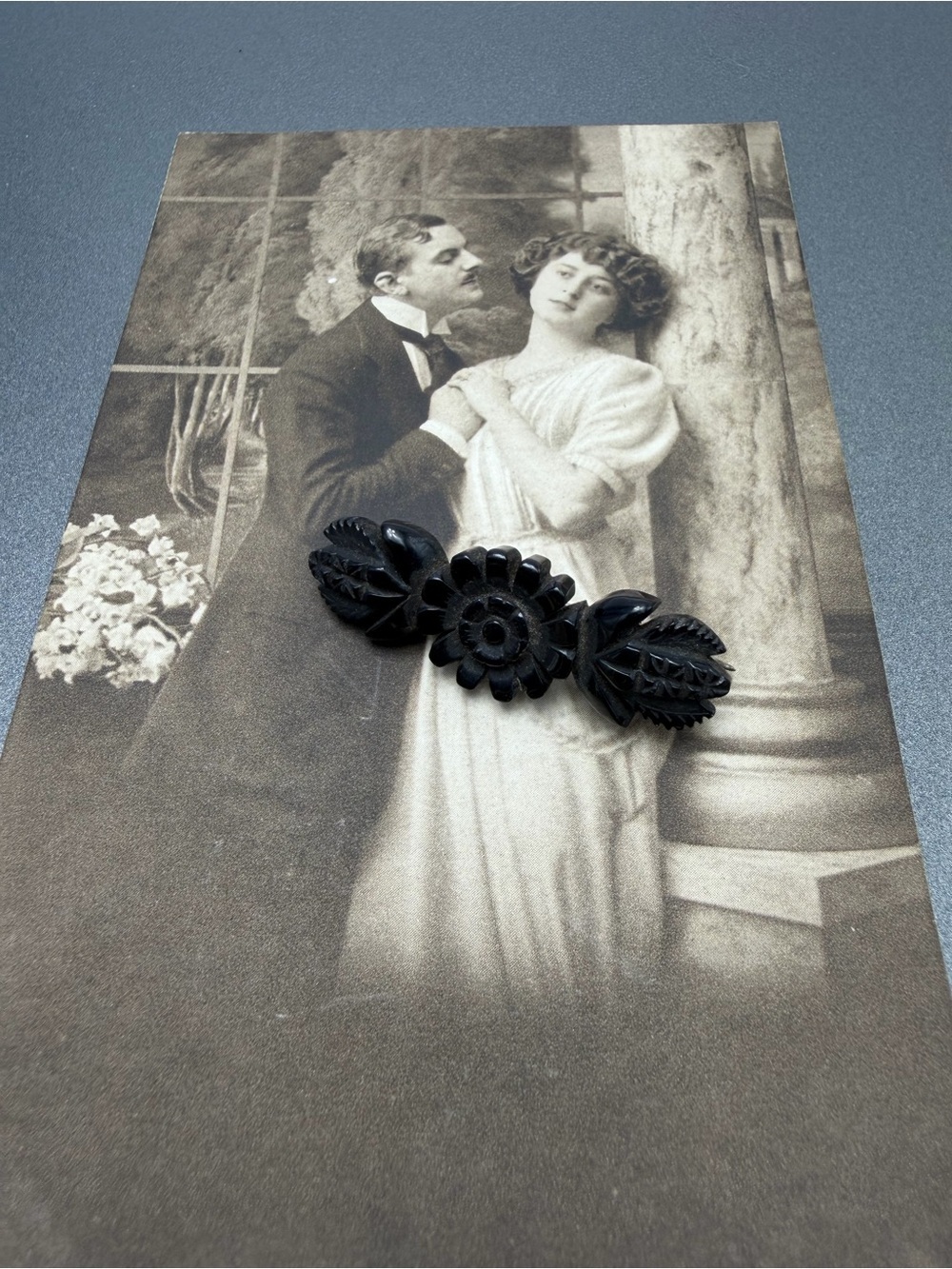 Victorian Mourning Brooch Gutta Percha